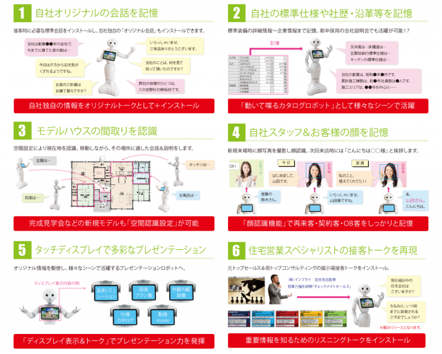 接客ペッパー主な機能
